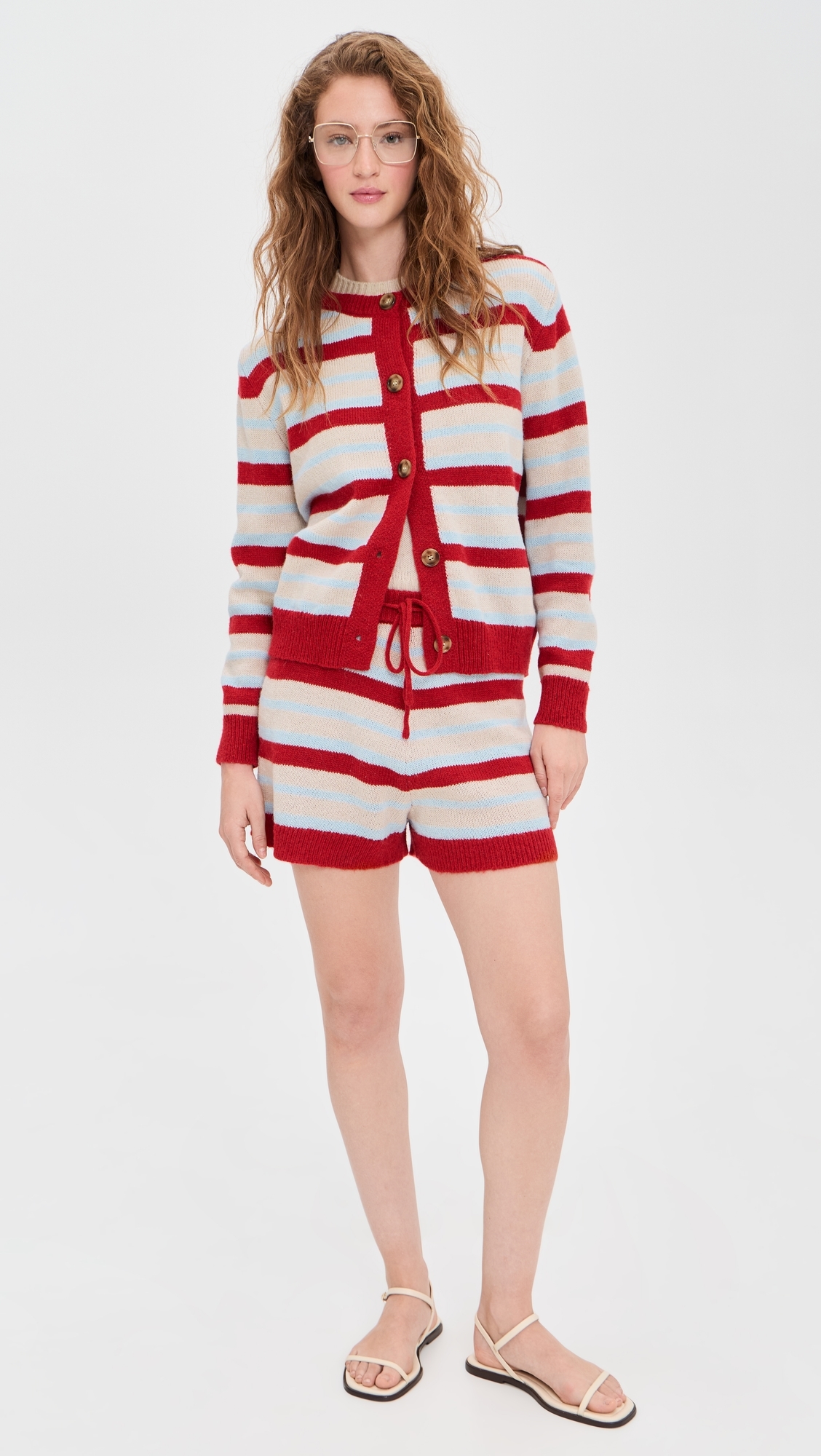 Millie Knit Shorts Blue/Red Stripe L