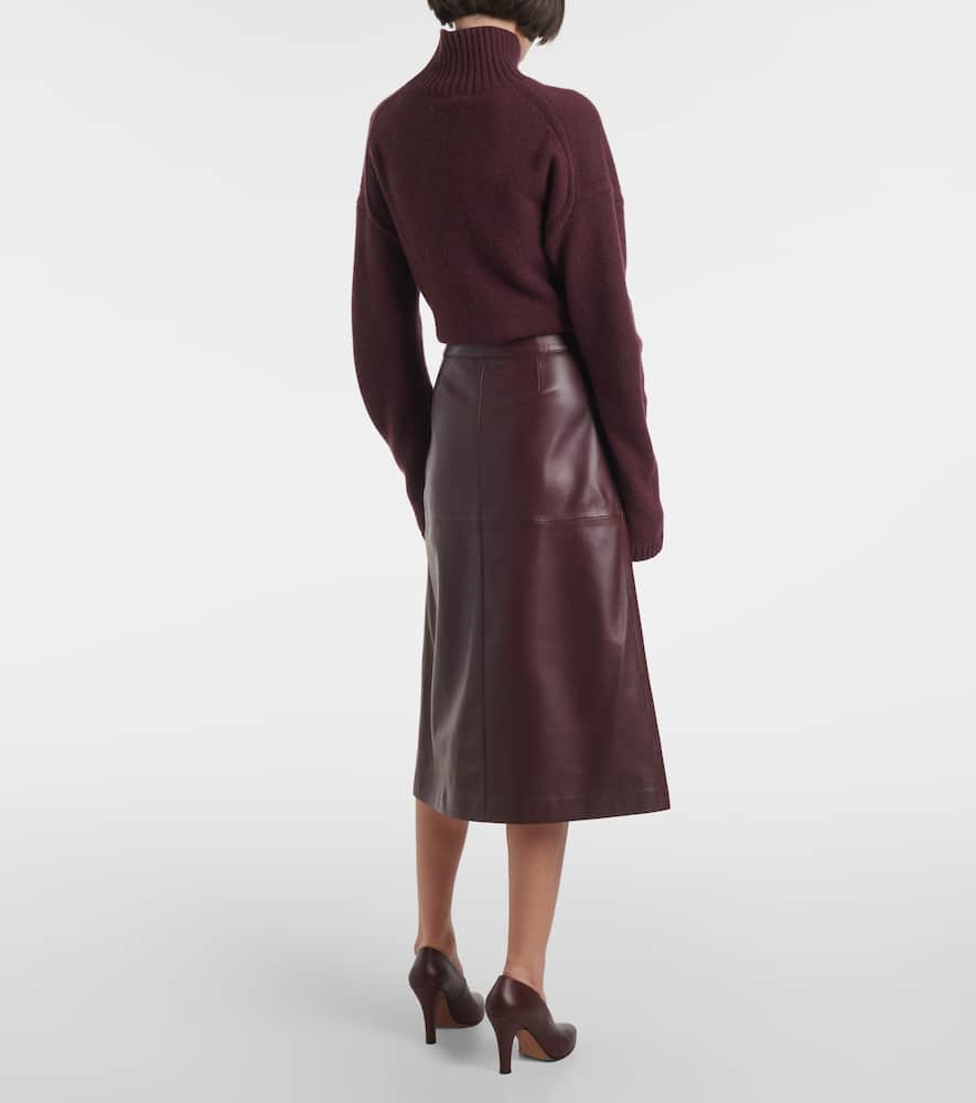 Leather midi skirt