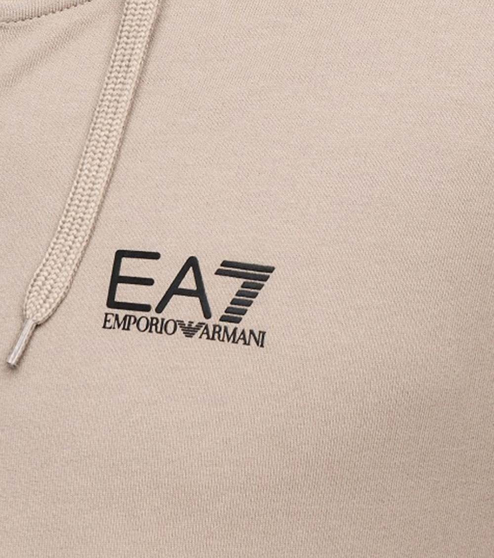 Beige Logo Zip Up Hoodies