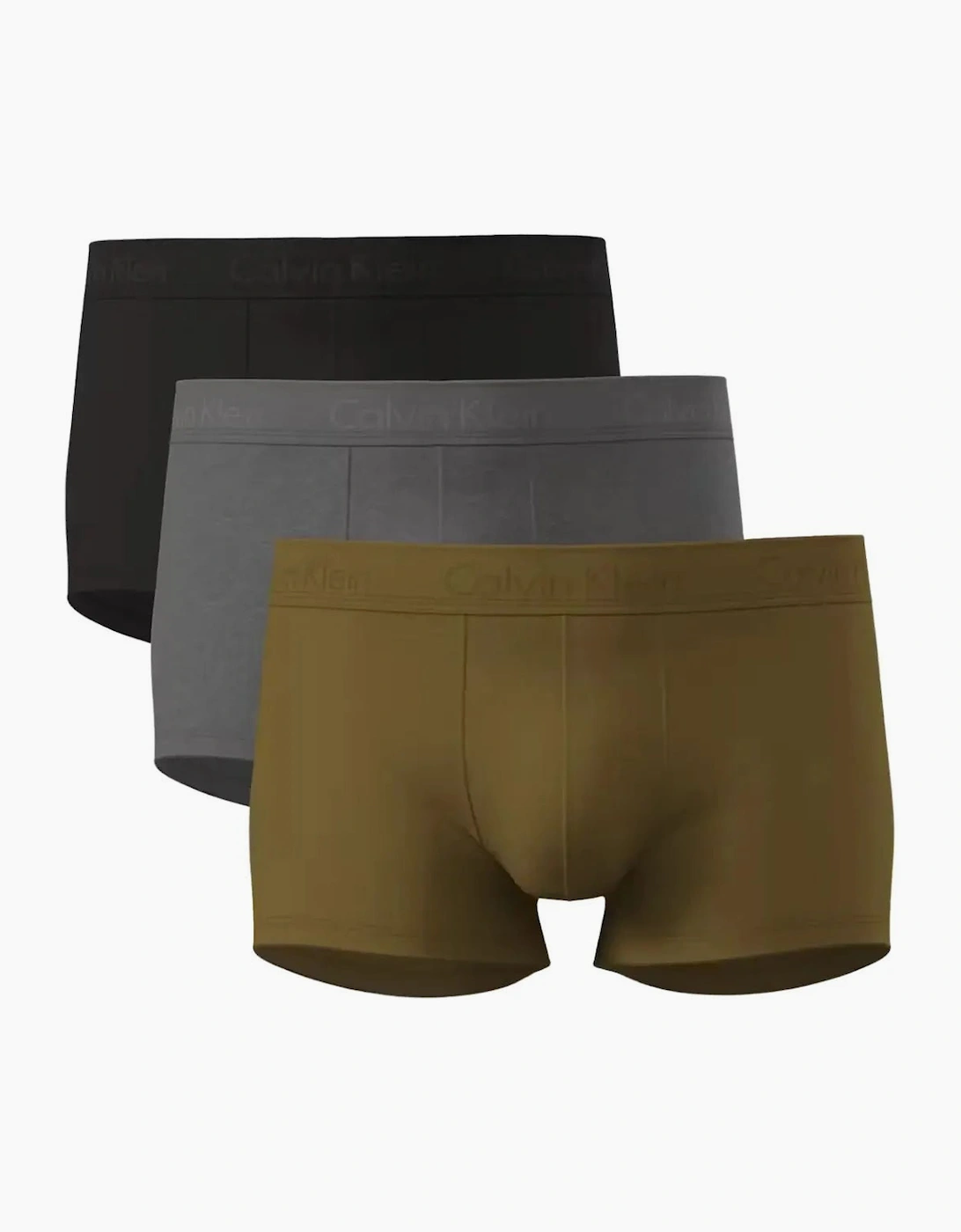Calvin Klein Men's 3-Pack Ultra Soft Modal Boxer Trunks, Black/Grey/Khaki