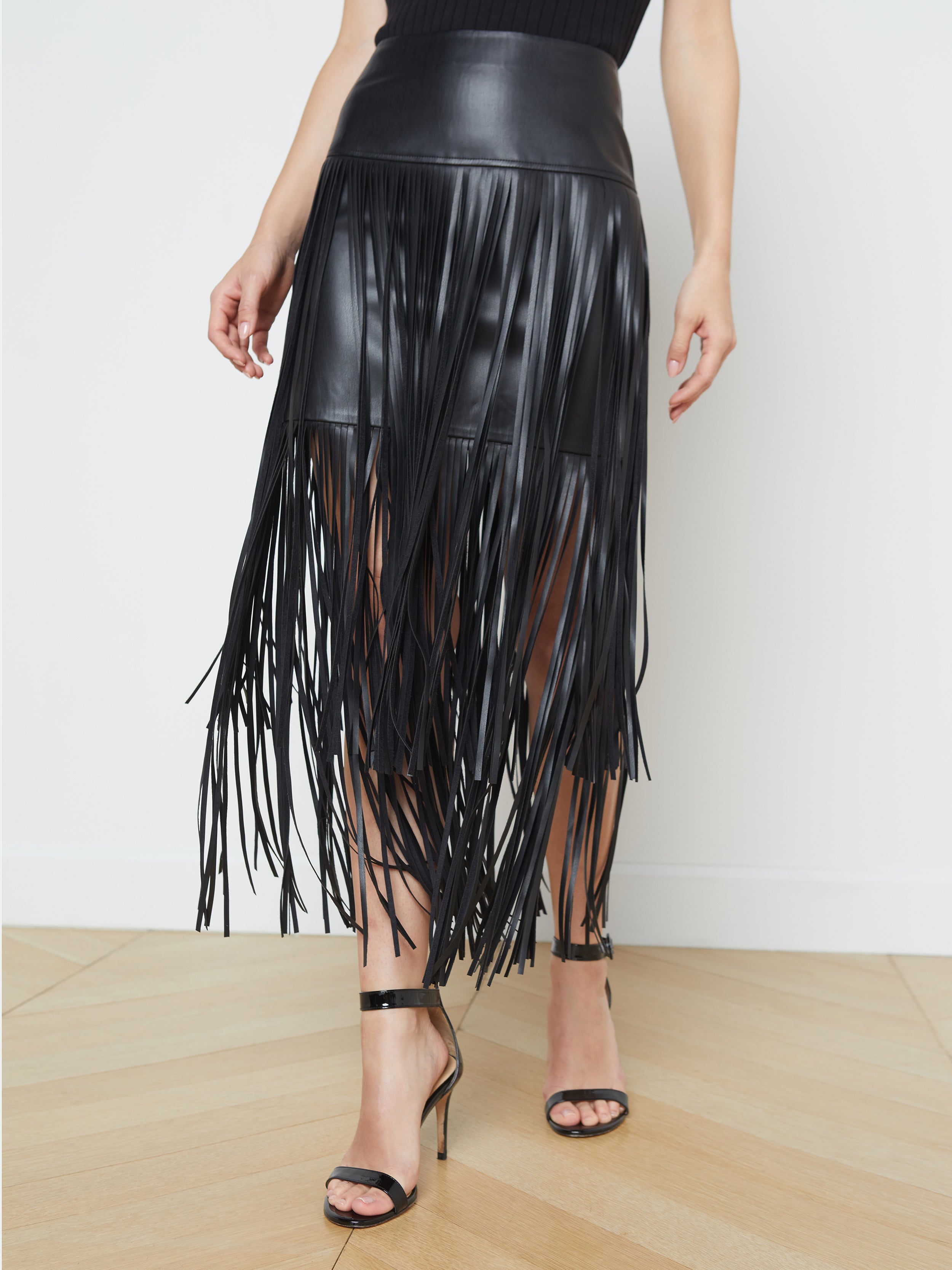 Karolina Fringe Skirt In Black