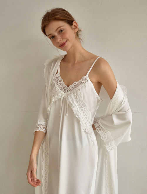 Women's Fabiola Satin Slip Robe Ensemble
