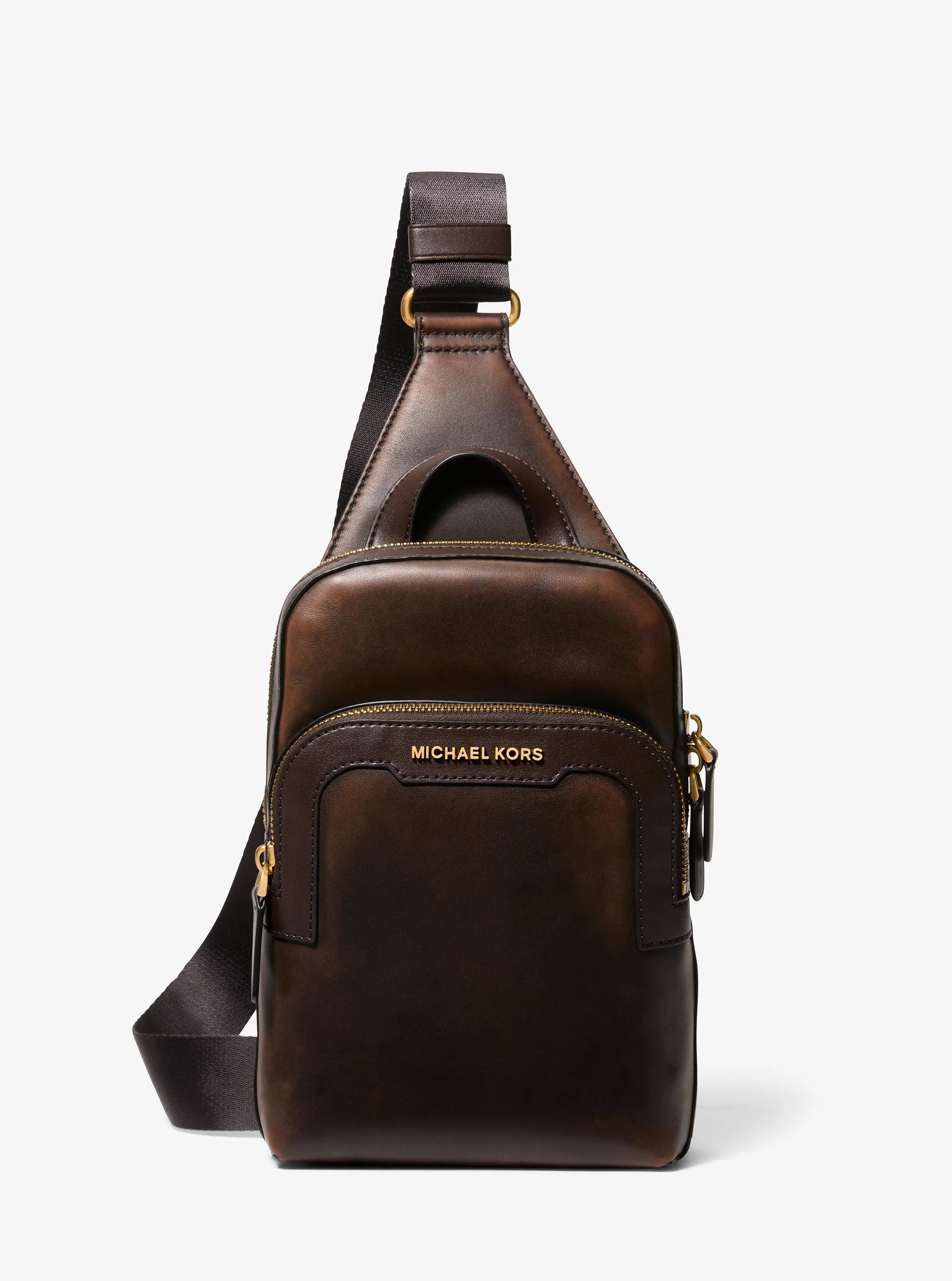 Michael Kors Hudson Burnished Leather Sling Bag in Brown - One Size by