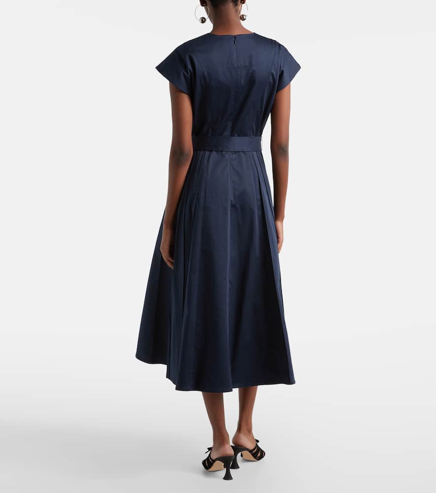 Cotton-blend sateen midi dress