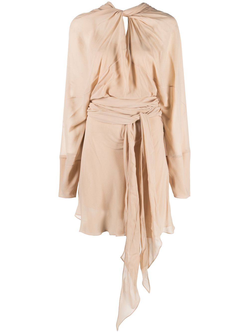 Draped long-sleeved silk dress - Black