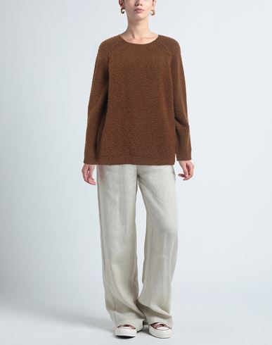 Woman Sweater Brown Size XXL Wool, Polyamide, Elastane