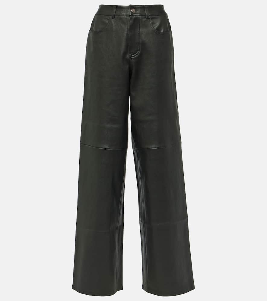 High-rise leather wide-leg pants