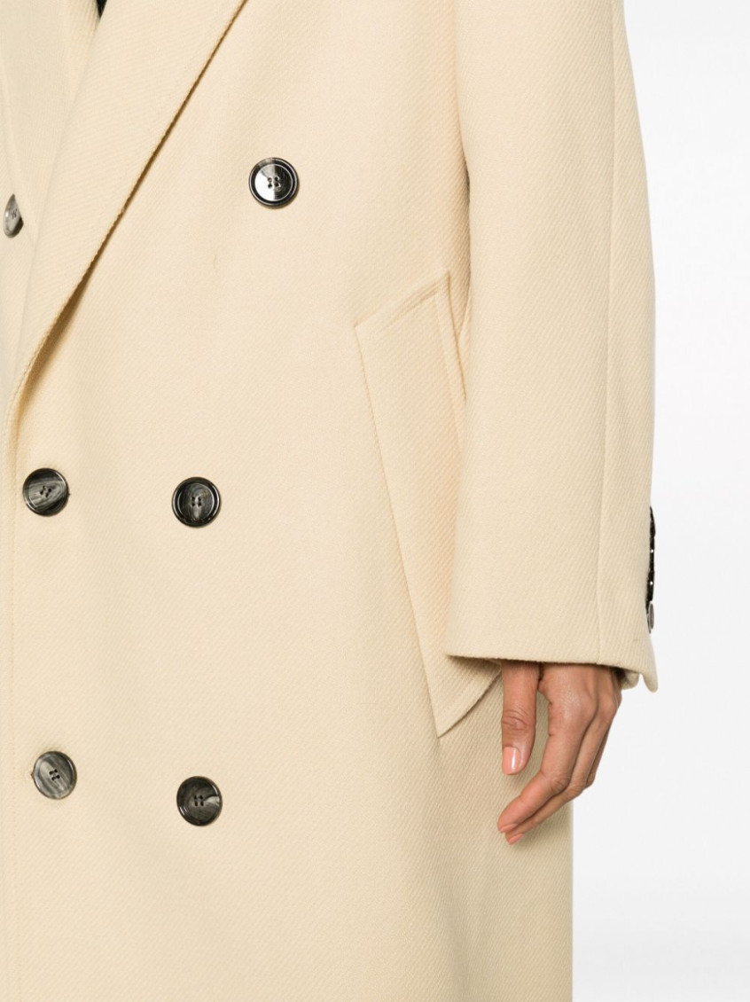 Natural Long Double-breasted Coat