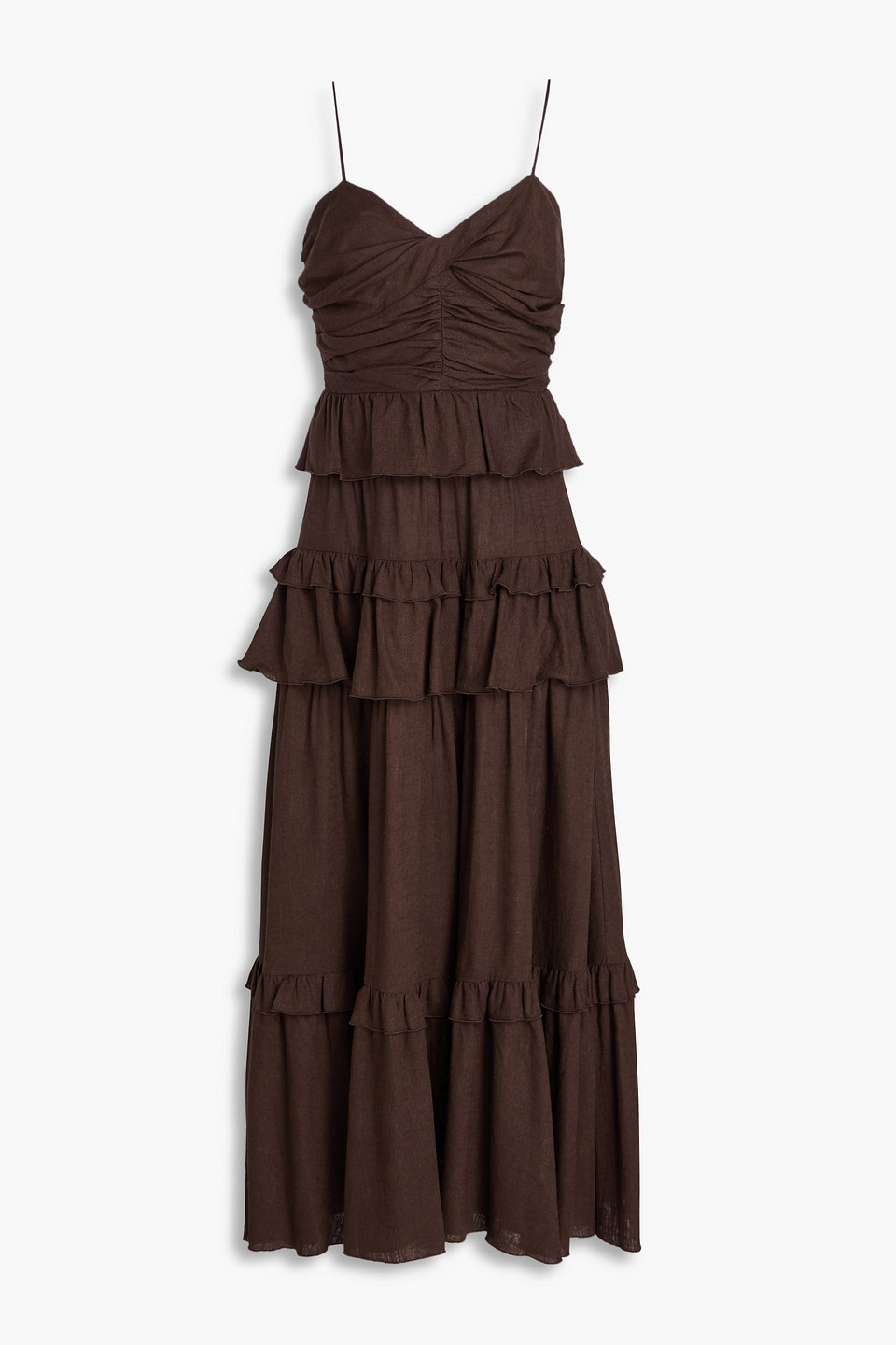 Diane von Furstenberg - Kali tiered woven midi dress - Brown - US 12
