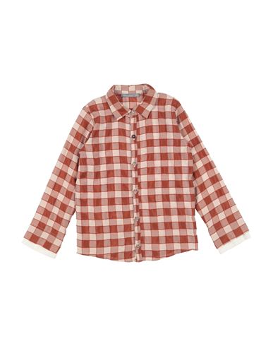 Kid Boy Shirt Rust Size 10 Viscose, Polyester
