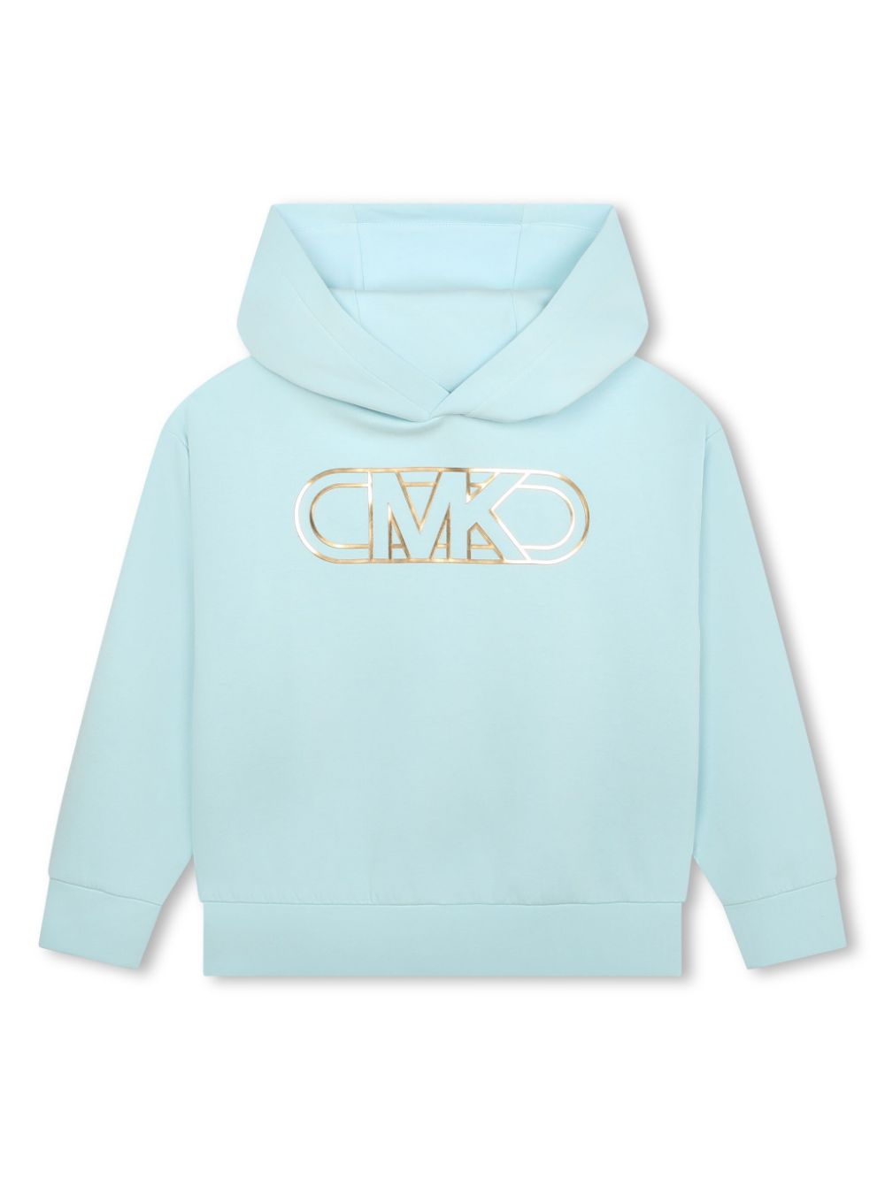 Logo-print metallic-effect hoodie - Blue