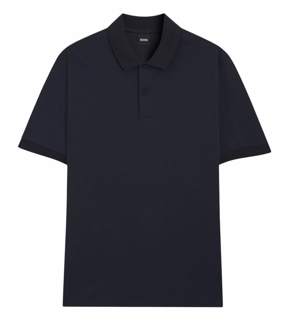 Dark Blue Solid Shirt Collar Polo