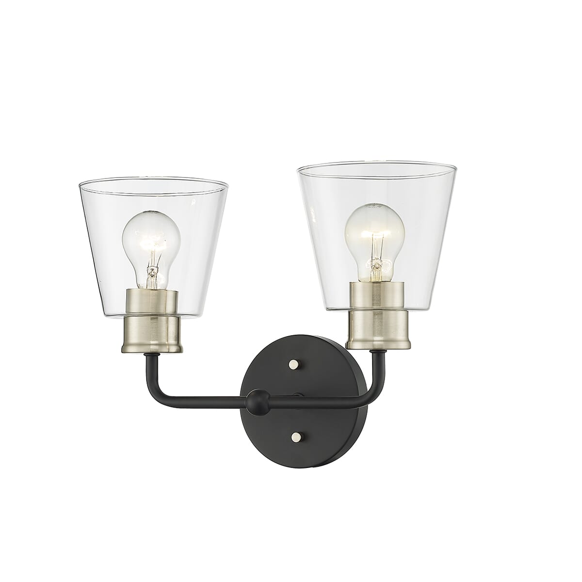 Matte Black Modern Gold Two Light Vanity from the Cameron Collection