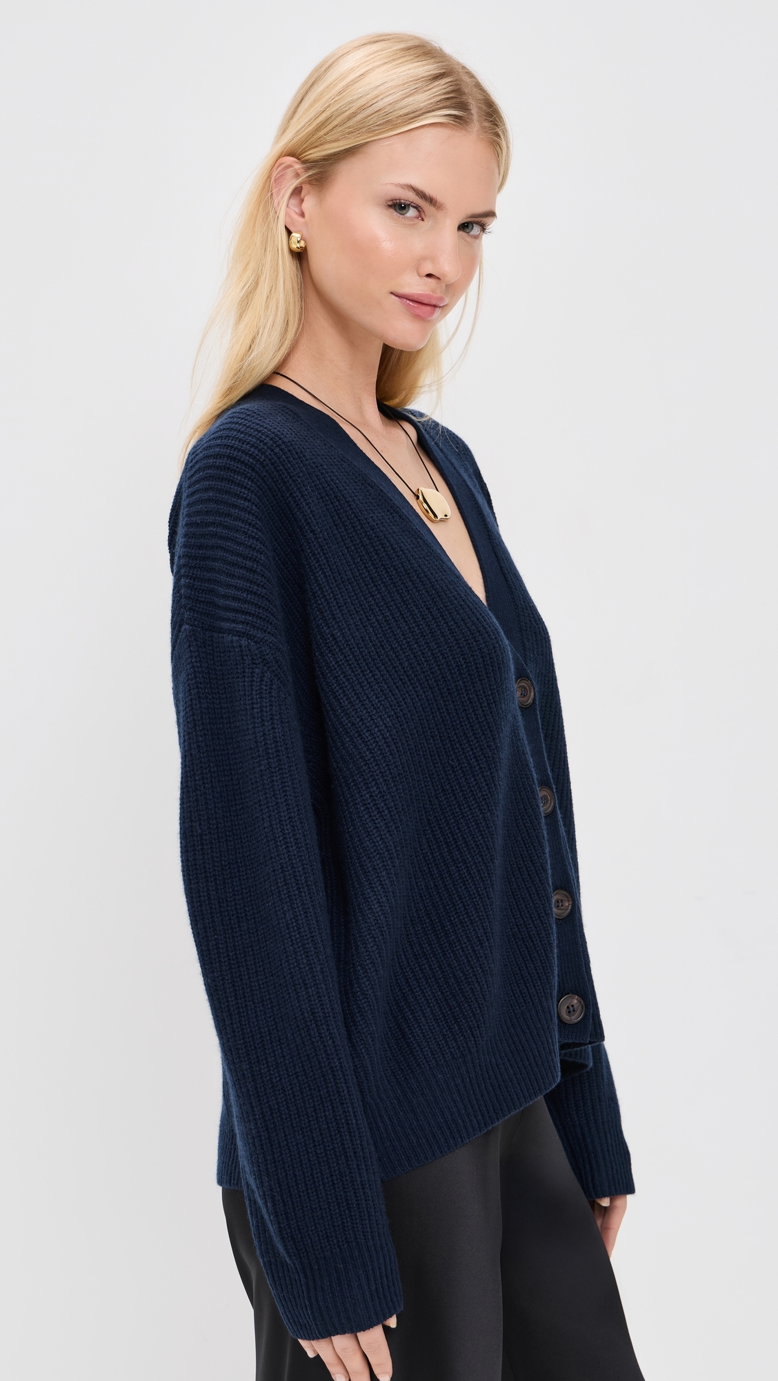 Cropped Cashmere Cocoon Cardigan Navy