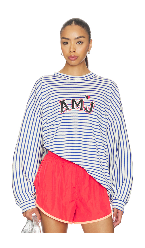 Araminta James Amj Waffle Long Sleeve Tee in Navy. S. Also in XS, M