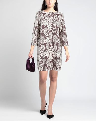 Liviana Conti Woman Mini dress Chocolate brown Size 4 Viscose, Polyamide, Elastane