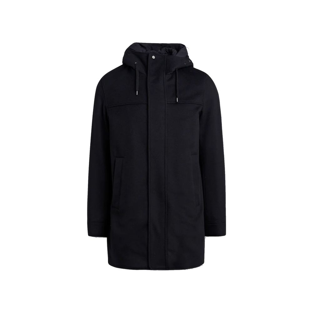 Cashmere-Wool Padded Coat — Black