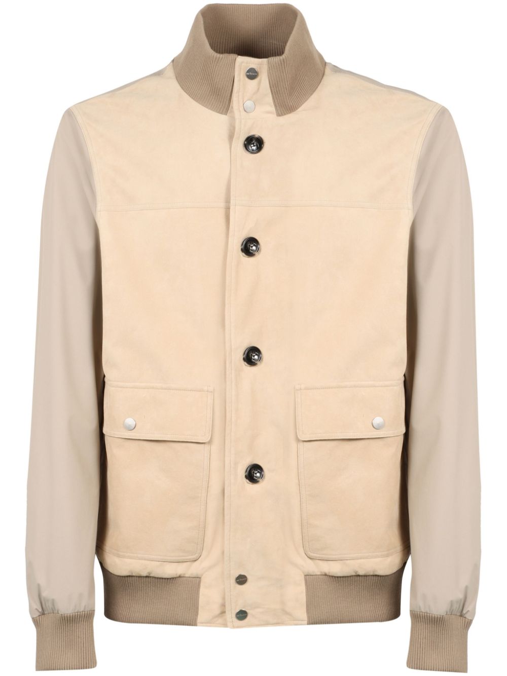 Leather-panelled windbreaker - Neutrals