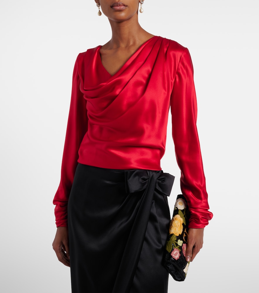 Draped silk satin top