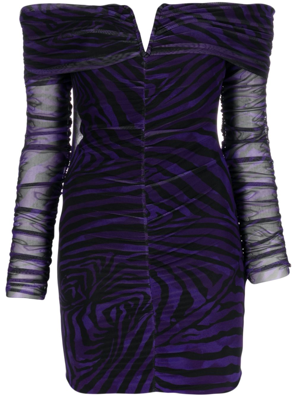 Zebra-print off-shoulder minidress - Black