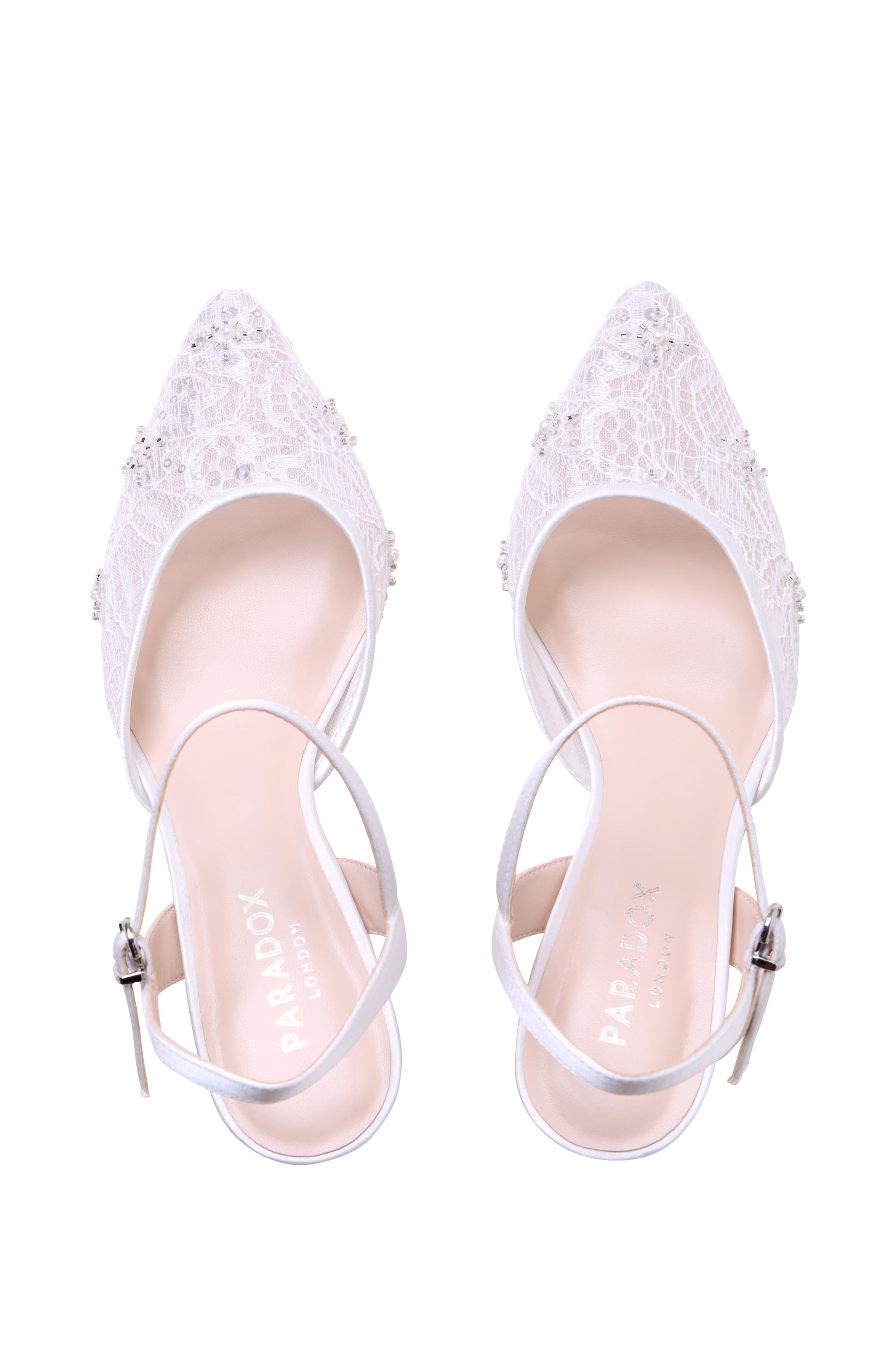 Paradox London Women's Alaria' Lace Kitten Heel Wedding Heels in Ivory