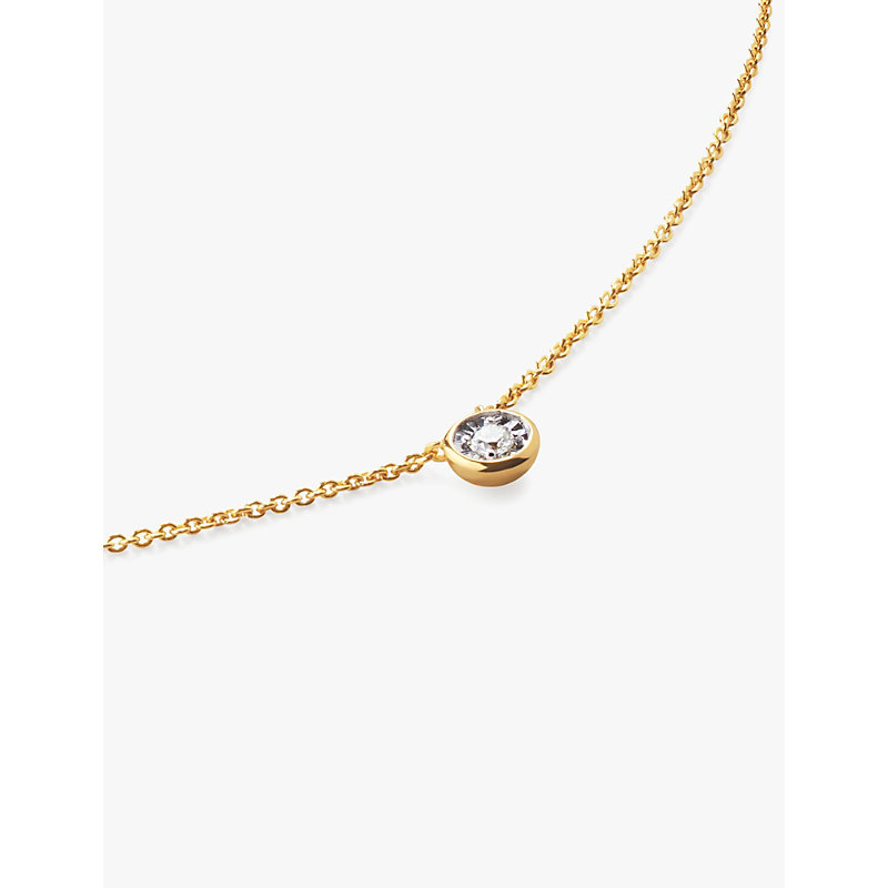 Womens Yellow Gold Solitaire 18ct Yellow Gold-plated Vermeil Sterling-silver and 0.06ct Lab-grown Diamond Necklace 