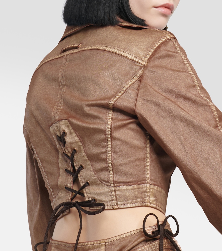 X KNWLS cropped denim corset jacket