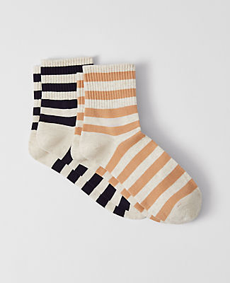 Ann Taylor Striped and Dotted Crew Sock Set