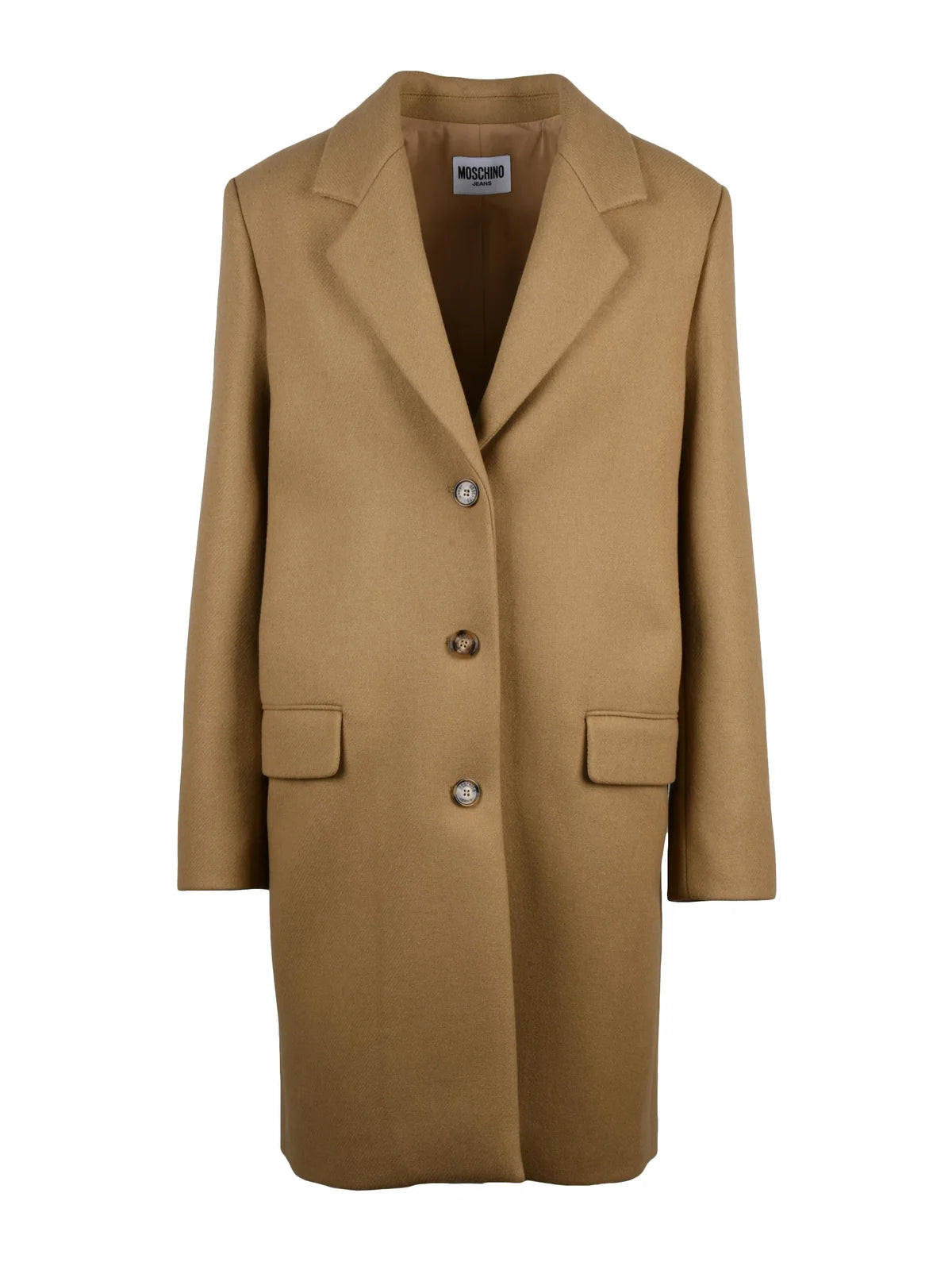 Beige Tailored Virgin Wool-Blend Formal Coat