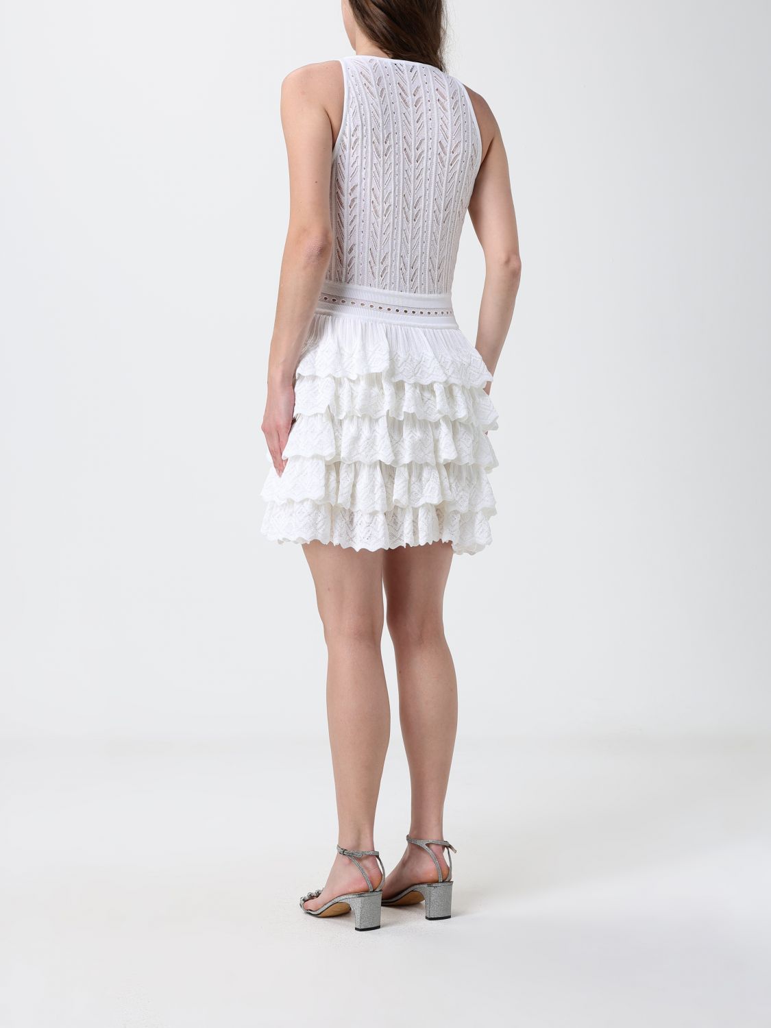 Victoria Openwork Knit Halterneck Mini Dress