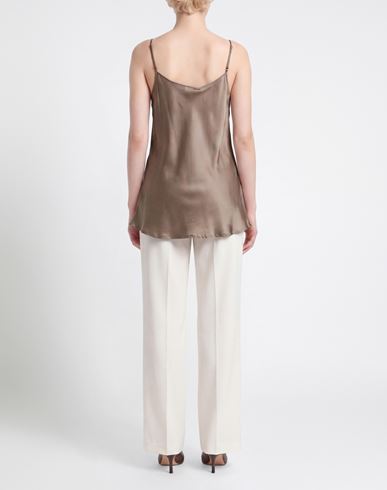 Woman Top Taupe Size M Silk, Elastane