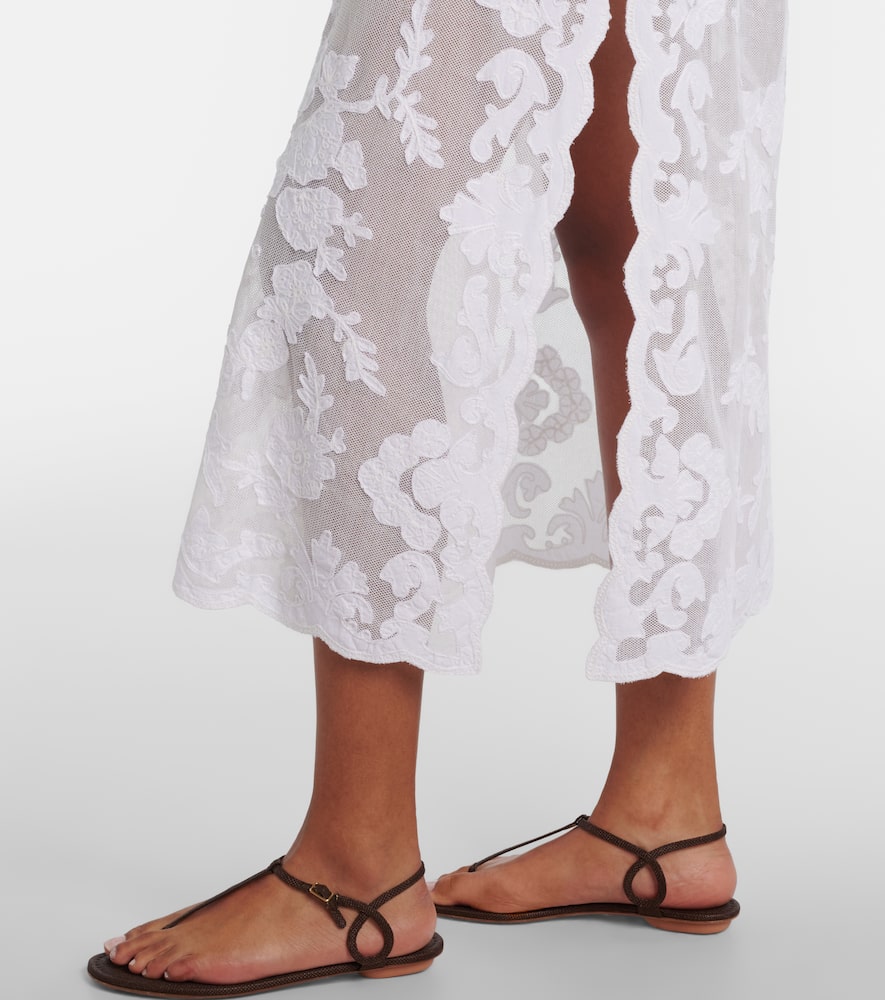 Embroidered sheer cotton kaftan