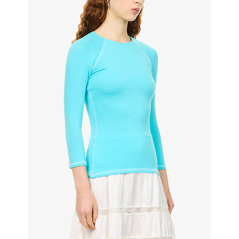 Womens Susie Half-Sleeve Stretch-Woven Top