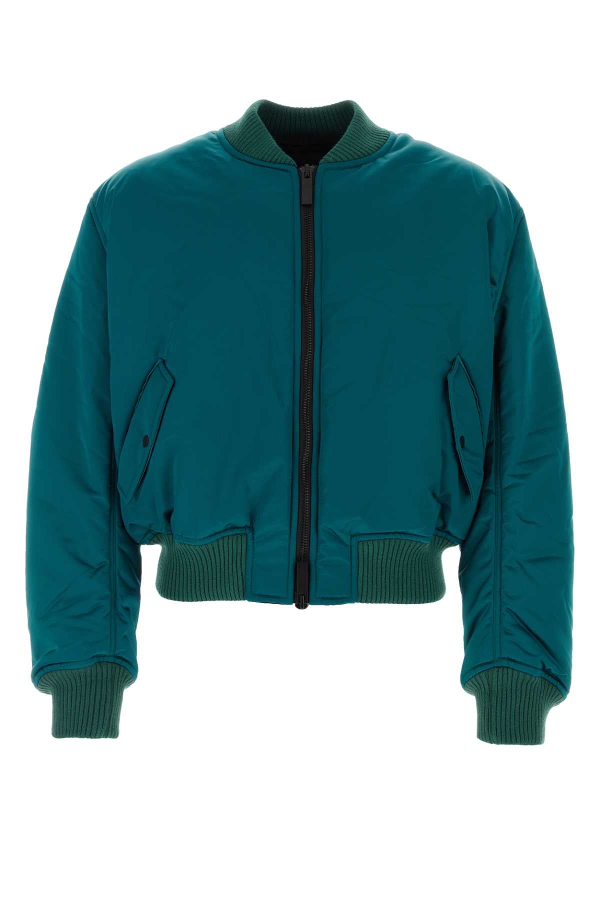 Technical Satin Bomber Jacket — Green