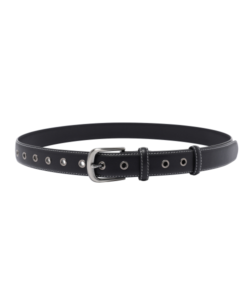 Stitched Leather Eyelet Belt