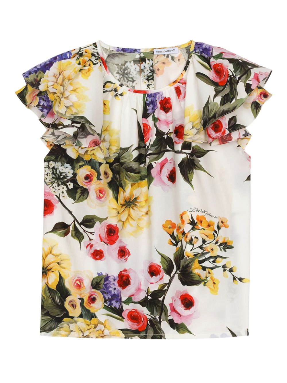 Giardino-print cotton blouse - White