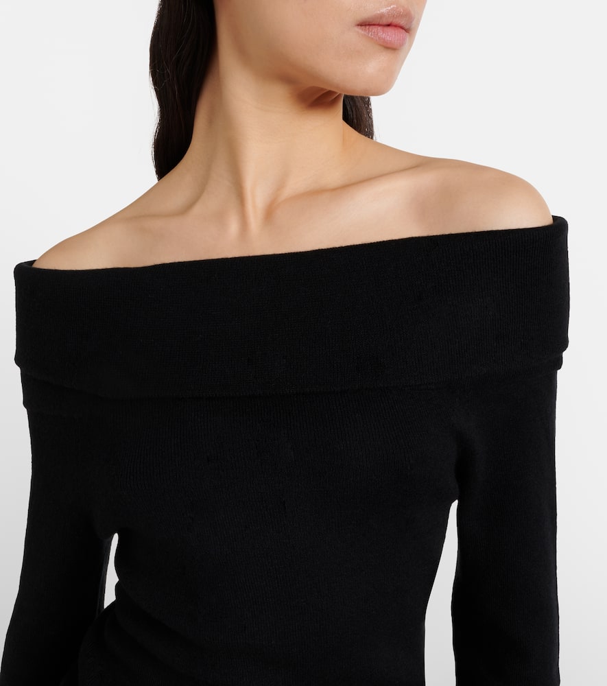 Off-shoulder cotton and cashmere top