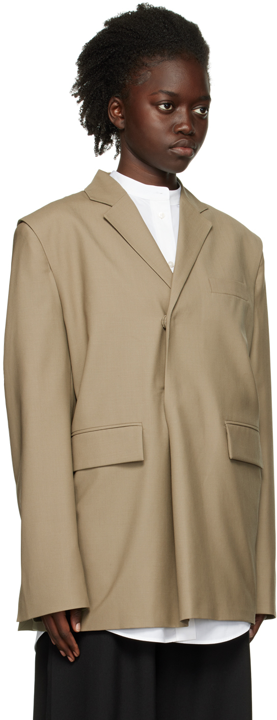 Khaki pullover suit blazer
