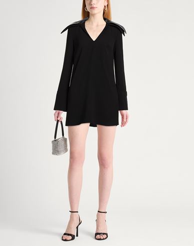 Woman Mini dress Black Size 10 Polyester, Leather