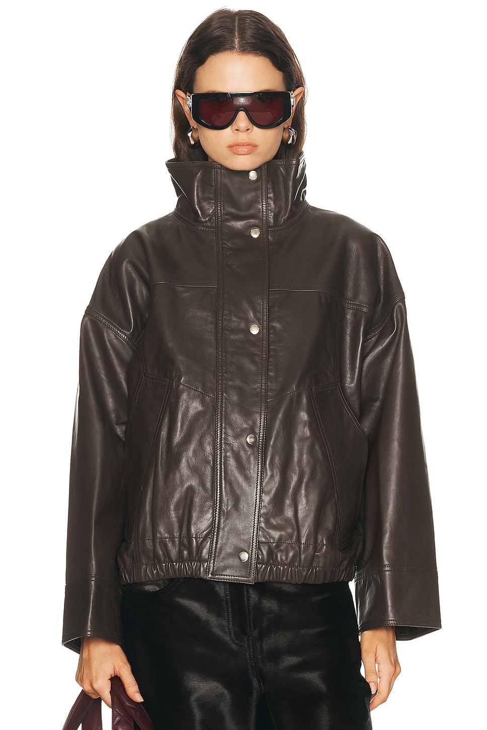Rohe Reinvented Leather Jacket in Chocolate. 34. Also