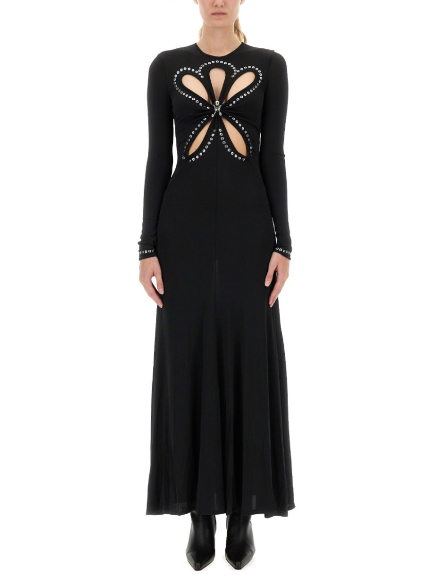 Black Embellished Round Neck Maxi Dress