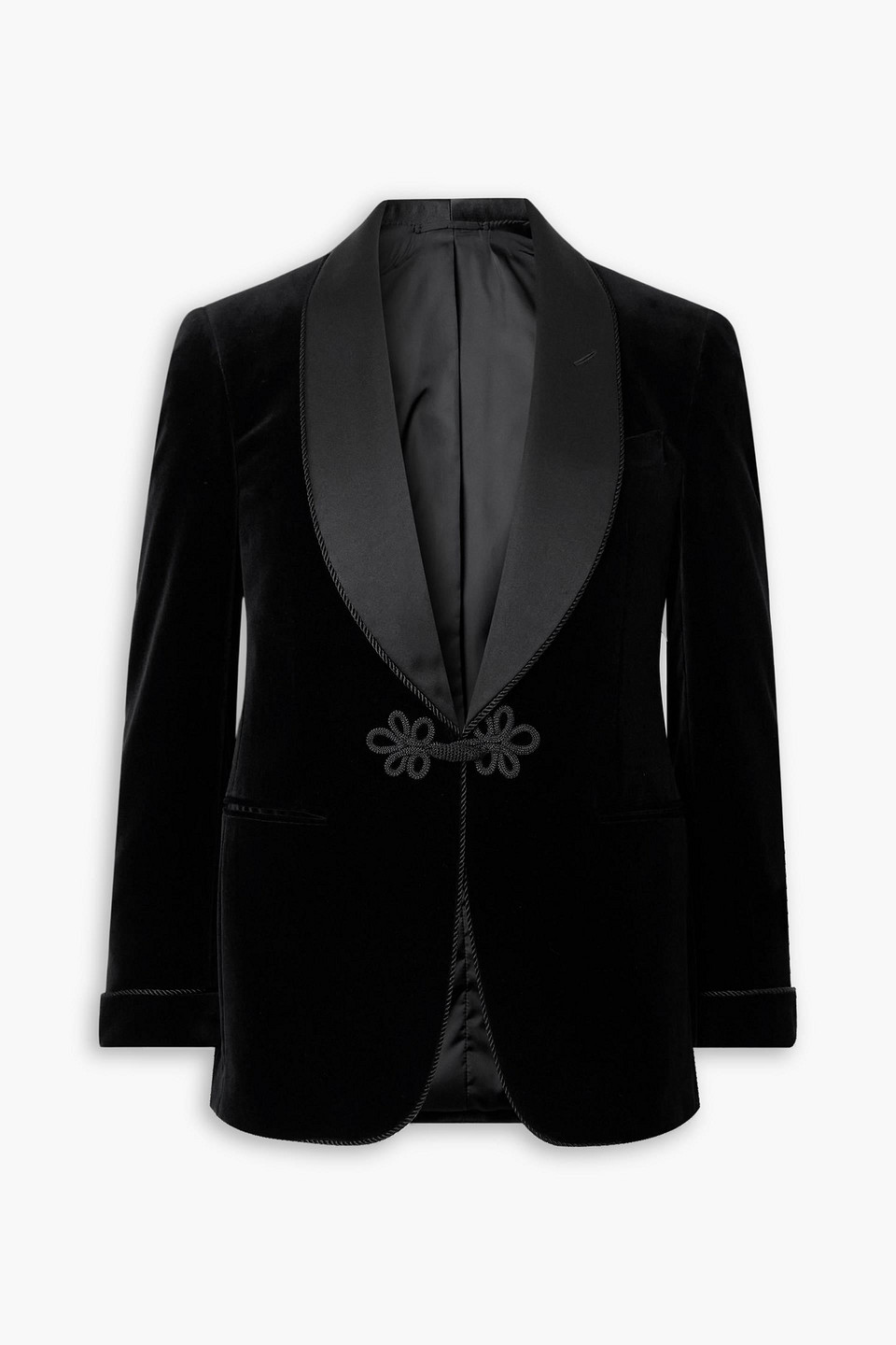 Silk-trimmed cotton-velvet tuxedo jacket - Black - US 38