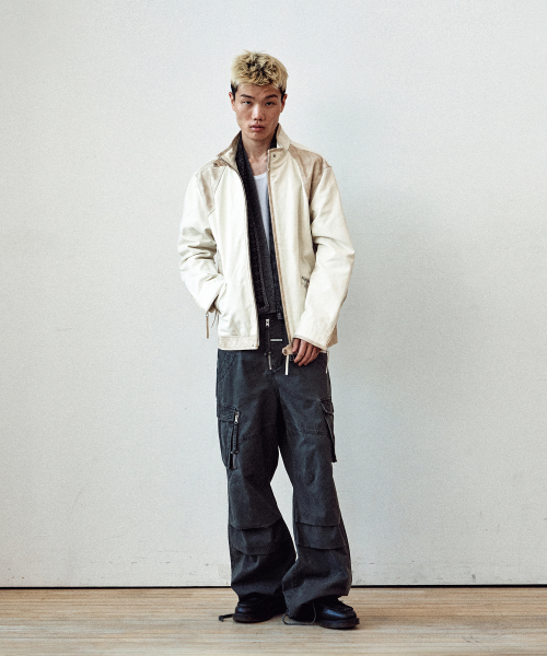 WASHED MILITARY CARGO PANTS CHARCOAL