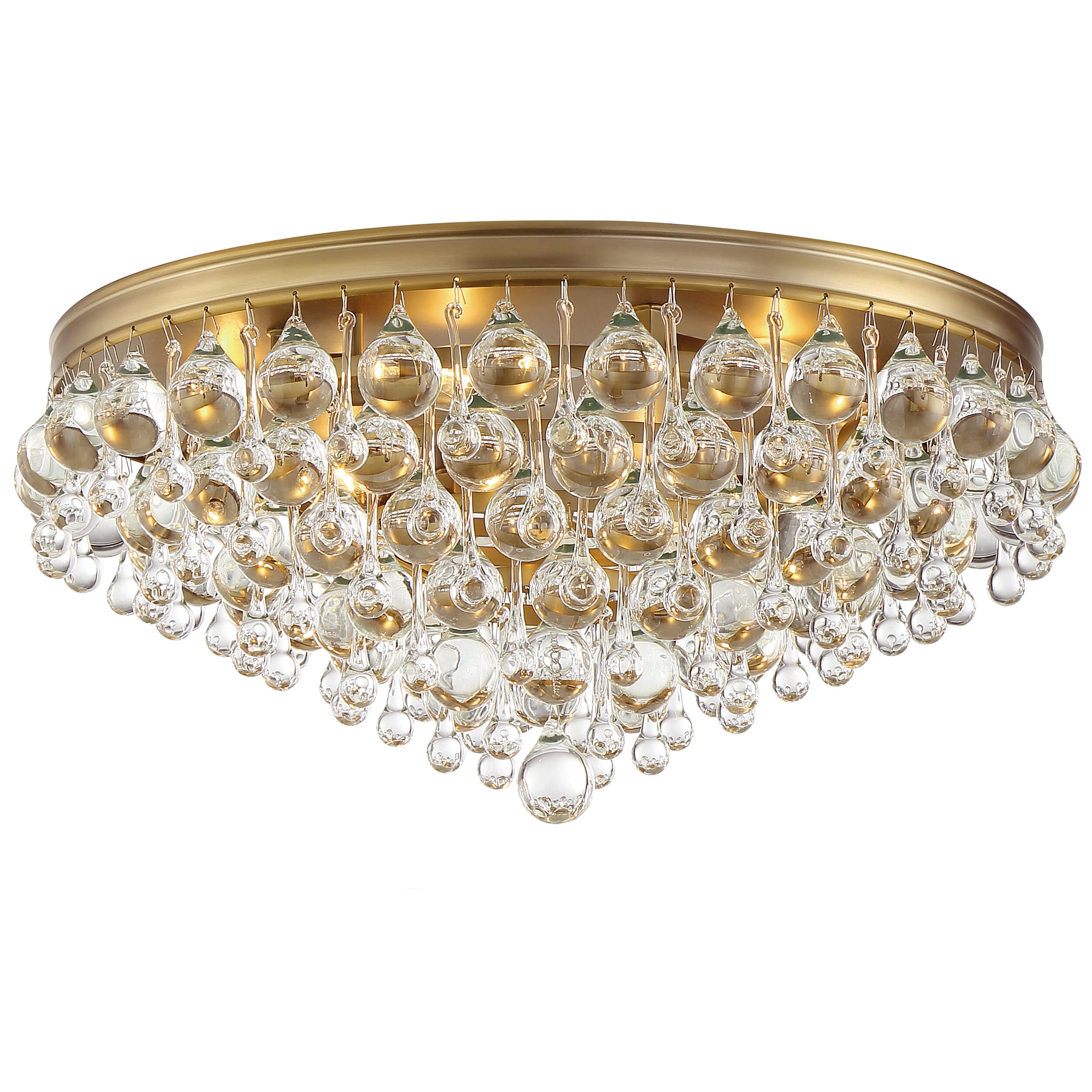 Calypso 6-Light 20" Ceiling Light in Vibrant Gold with Clear Glass Drops Crysta