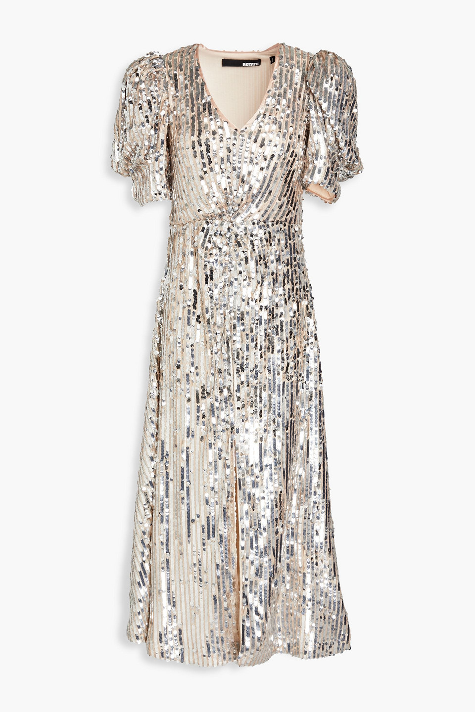 Sequined mesh midi dress