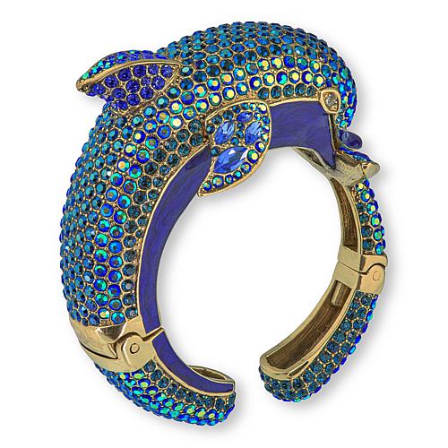 Playful Porpoise Crystal-Encrusted Bangle Cuff