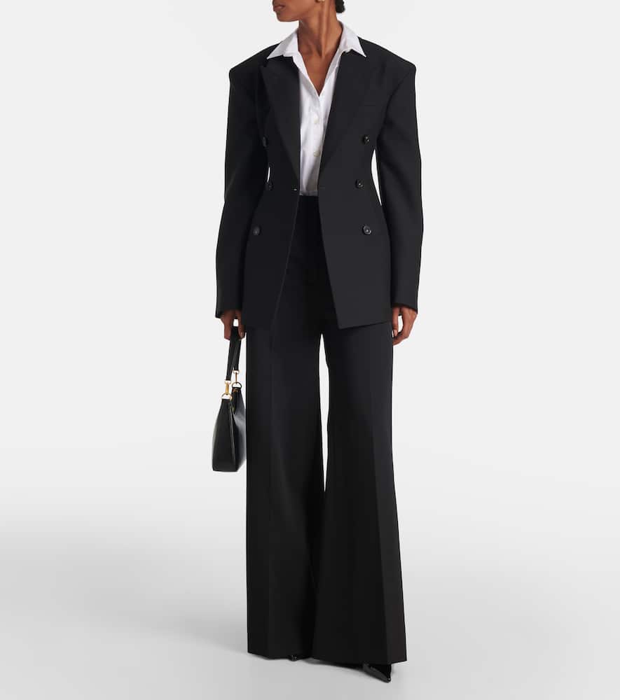 High-rise wool-blend wide-leg pants