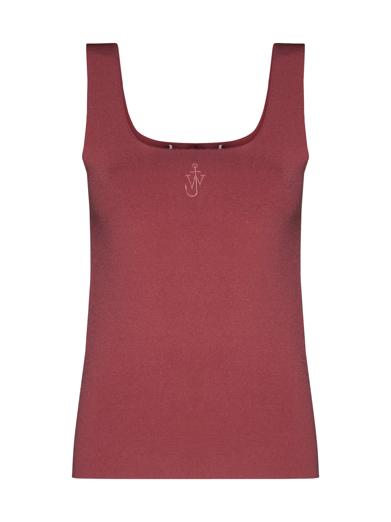 JW-embroidered ribbed tank top - Pink