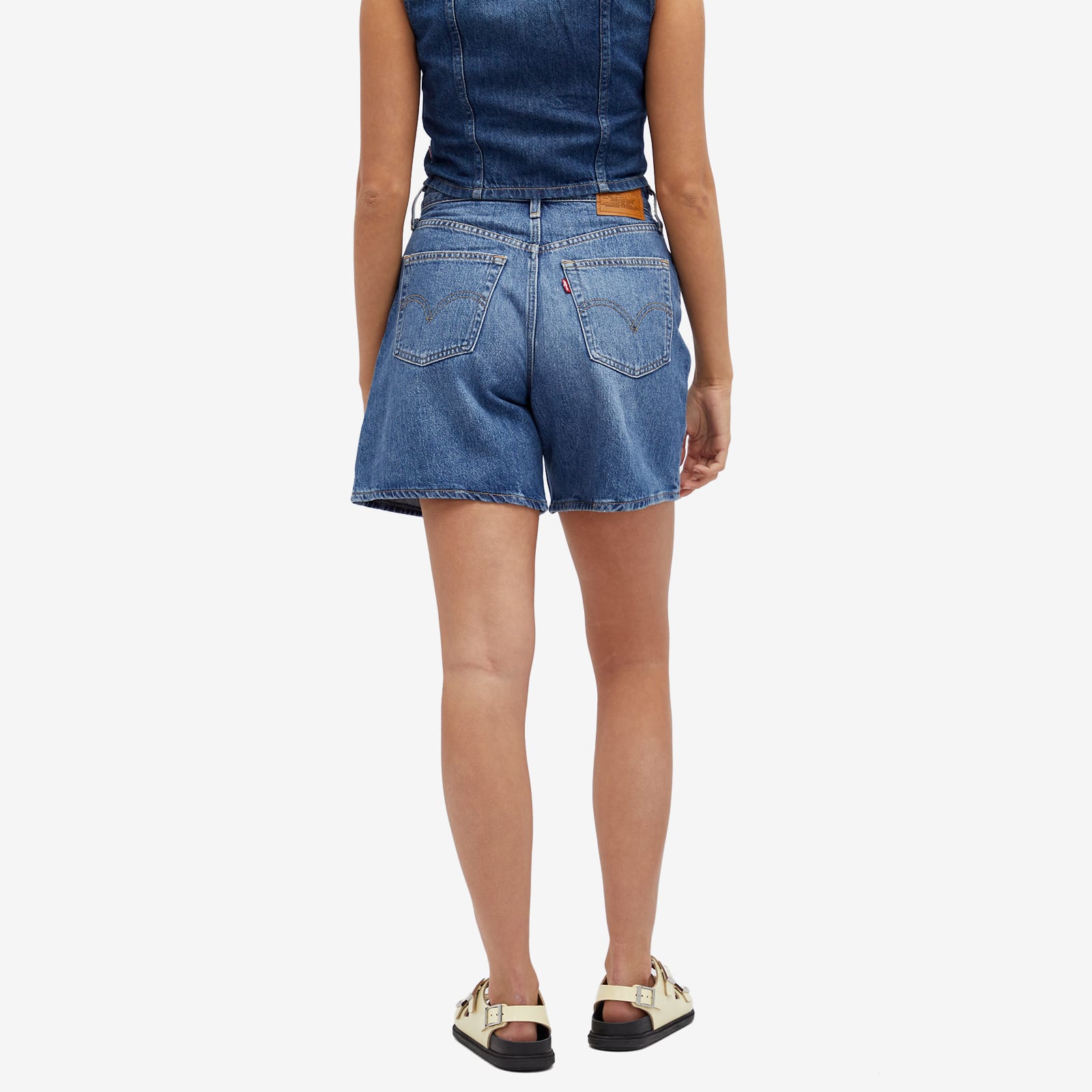 Women's High Rise Baggy Shorts in Blue, Size 26"