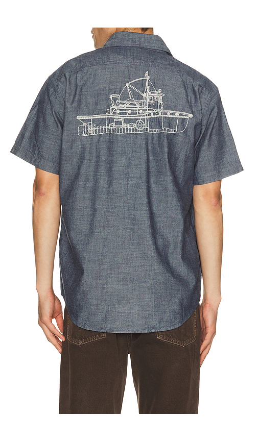 Filson Embroidered Chambray Shirt in Blue. L. Also in M, S, XL/1X